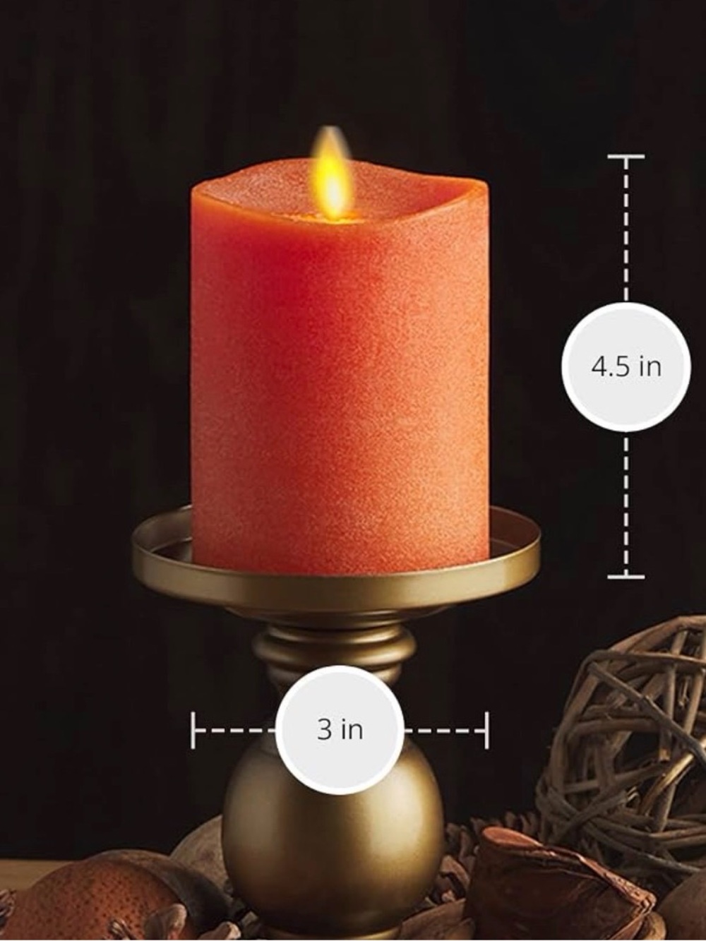 Orange Realistic Pillar Candle - Home Accents